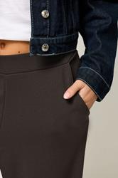 PixieGirl Petite Women's Chocolate Brown Scuba Wide Leg Trousers  4