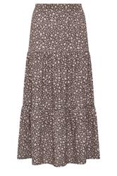 M&Co Petite Brown Floral Tiered Maxi Skirt | M&Co 5