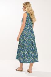 M&Co Petite Blue Floral Ditsy Print Sleeveless Dress | M&Co 2