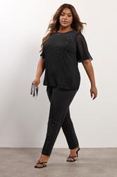 YOURS Plus Size Black Diamante Blouse | Yours Clothing 2