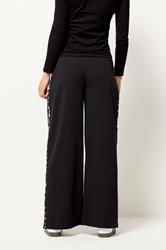 PixieGirl Petite Womens Black Leopard Print Side Stripe Wide Leg Trousers | PixieGirl 3