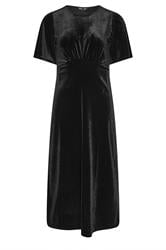 PixieGirl Petite Women's Black Velour Empire Midi Dress | PixieGirl 1