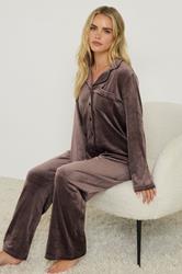 PixieGirl Petite Women's Chocolate Brown Super Luxe Touch Pyjama Set | PixieGirl 1