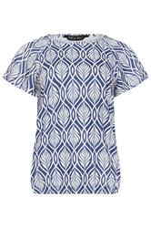 M&Co Petite Navy Blue Leaf Print Scoop Neck Top | M&Co 5