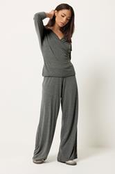 PixieGirl Petite Women's Set Grey Wrap Top & Wide Leg Trousers | PixieGirl 3
