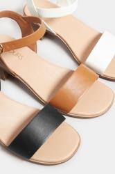 Tan Brown Strappy Low Heel Sandals In Extra Wide EEE Fit | Yours Clothing  6