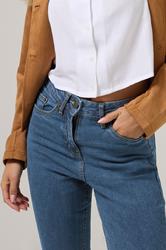 PixieGirl Petite Women's Mid Blue Stretch Mom Jeans | PixieGirl 4