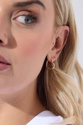 Gold Tone Heart Shape Hoop Earrings | Yours Clothing 1