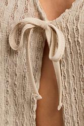 PixieGirl Petite Women's Natural Brown Tie Front Crochet Top | PixieGirl 4