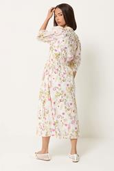 PixieGirl Petite Women's Pink Floral Midi Tea Dress | PixieGirl 2