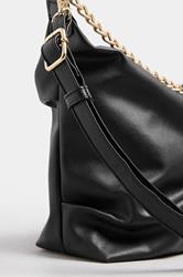 Black Ruched Chain Detail Shoulder Bag | Yours Clothing 3