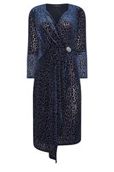 STAR Navy Blue Velvet Leopard Wrap Dress | StarByJM 5