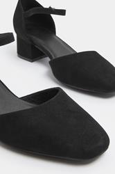 Black Square Toe Block Heels In Wide E & Extra Wide EEE Fit | Yours Clothing 5