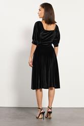 PixieGirl Petite Women's Black Square Neck Velvet Dress | PixieGirl 3