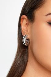 Silver Tone Hoop Earrings | Yours Clothing 1