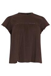 PixieGirl Petite Chocolate Brown Crochet Crinkle Top