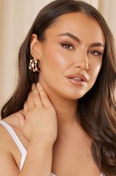 Gold Tone Triple Stone Hoop Earrings | Yours Clothing 1