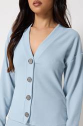 PixieGirl Petite Women's Set Light Blue Ribbed Top & Trousers | PixieGirl 5