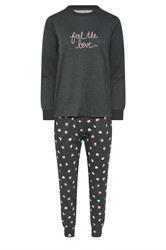 PixieGirl Petite Women's Grey 'Feel The Love' Heart Slogan Pyjama Set 5