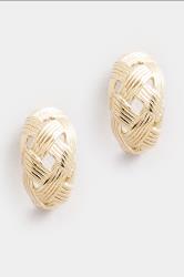 Gold Tone Stainless Steel Lattice Earrings | Yours Clothing 2