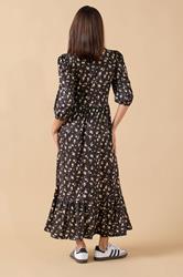 PixieGirl Petite Women's Black Ditsy Tiered Hemline Dress | PixieGirl 3