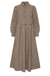PixieGirl Petite Women's Brown Gingham Shirt Dress | PixieGirl 1