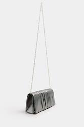 Silver Faux Leather Metallic Clutch Bag | Yours Clothing 2
