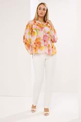STAR Orange Abstract Frill Hem Blouse | StarByJM 2
