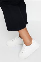 White Quilted Design Trainers In Wide E Fit & Extra Wide EEE Fit | Yours Clothing 1