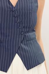 STAR Navy Blue Pinstripe Waistcoat | StarByJM 5
