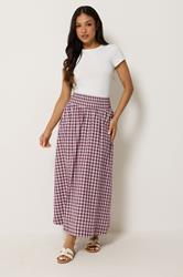 PixieGirl Petite Women's Plum Purple Gingham Cotton Shirred Maxi Skirt | PixieGirl 2