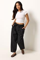 PixieGirl Petite Women's Black Poplin Barrel Trousers | PixieGirl 3