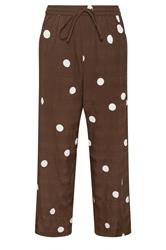 PixieGirl Petite Women's Chocolate Brown Polka Dot Wide Leg Trousers | PixieGirl  6