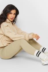 PixieGirl Petite Women's Stone Brown Ribbed Seamless Leggings | PixieGirl 4