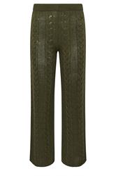 PixieGirl Petite Women's Khaki Green Cable Knit Trousers | PixieGirl 1