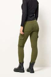 PixieGirl Petite Womens Khaki Green Pocket Detail Cargo Skinny Jeans | PixieGirl 3