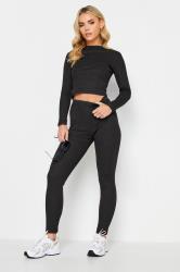 PixieGirl Petite Womens Black Metallic Ribbed Long Sleeve Top | PixieGirl 3