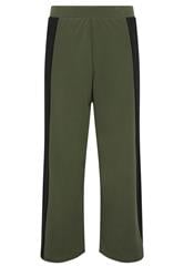 PixieGirl Petite Women's Khaki Green Side Panel Wide Leg Trousers | PixieGirl 5