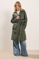 PixieGirl Petite Women's Khaki Green Trench Coat | PixieGirl 2