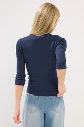PixieGirl Petite Women's 2 PACK Navy Blue & Burgundy Red Button Henley Tops | PixieGirl 5