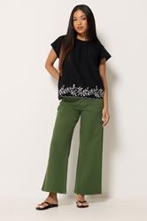 M&Co Petite Khaki Green Wide Leg Jeans | M&Co 3