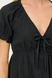 PixieGirl Petite Women's Black Tie Front Mini Dress | PixieGirl 4