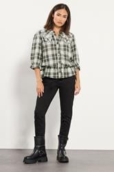 PixieGirl Petite Women's Green Check Collar Smock Top | PixieGirl 3