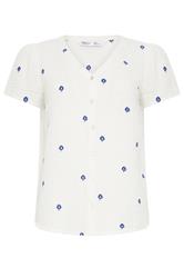 M&Co Petite White Floral Embroidered Cotton Short Sleeve Blouse | M&Co 5