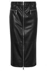 STAR Black Faux Leather Zip Detail Skirt | StarByJM 6