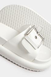 White Buckle Strap Mule Sandals In Wide E Fit & Extra Wide EEE Fit | Yours Clothing 5