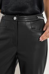 STAR Black Faux Leather Wide Leg Trousers | StarByJM 6