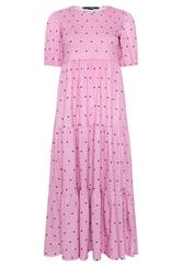 PixieGirl Petite Pink Polka Dot Tiered Maxi Dress