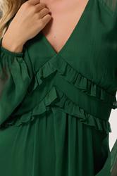 PixieGirl Petite Women's Green Chiffon Frill Midaxi Dress | PixieGirl 4
