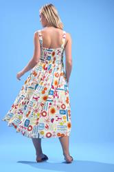 PixieGirl Petite Women's White Postcard Graphic Corset Midaxi Dress | PixieGirl 3